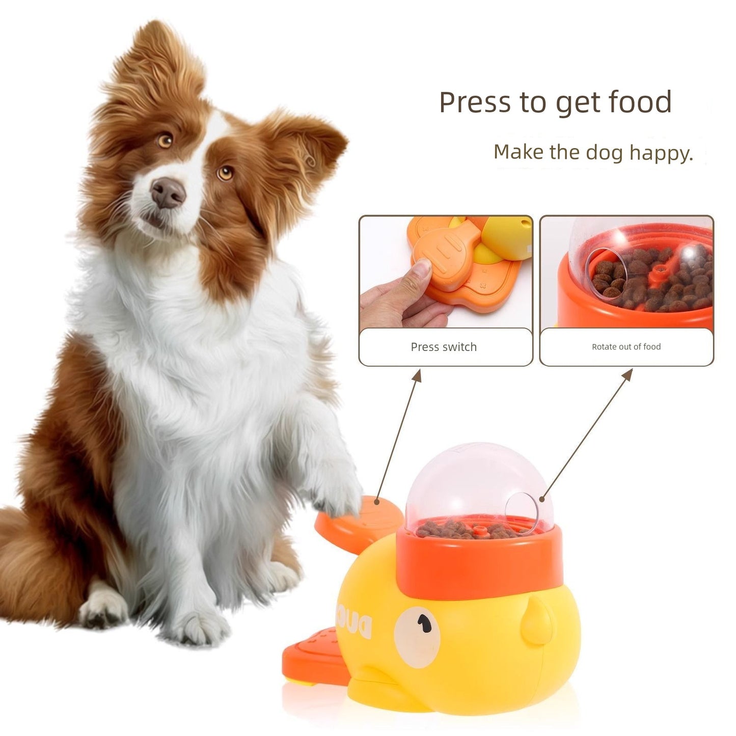 Wobbly Treat Duck - Interactive Cat & Dog Puzzle Feeder Toy for Slow Snacking & Play