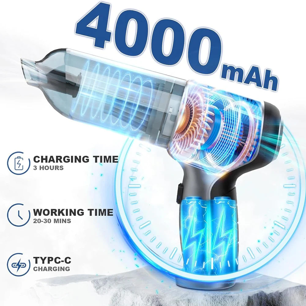 95000PA Wireless Handheld Car Vacuum Cleaner – Powerful Cordless Mini Vacuum & Blower for Car and Home