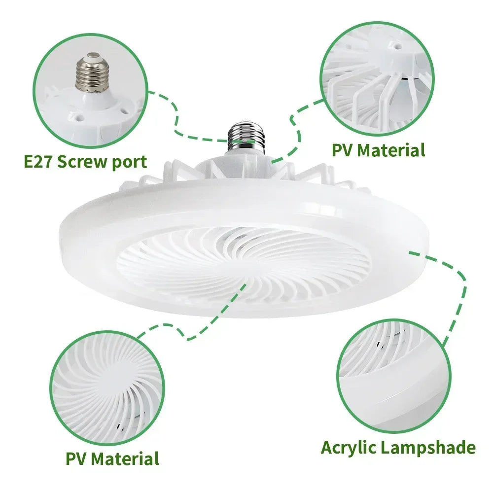 Smart Remote Control Lightbulb Ceiling Fan with LED Lighting