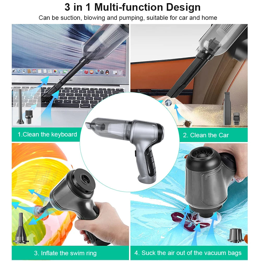 95000PA Wireless Handheld Car Vacuum Cleaner – Powerful Cordless Mini Vacuum & Blower for Car and Home