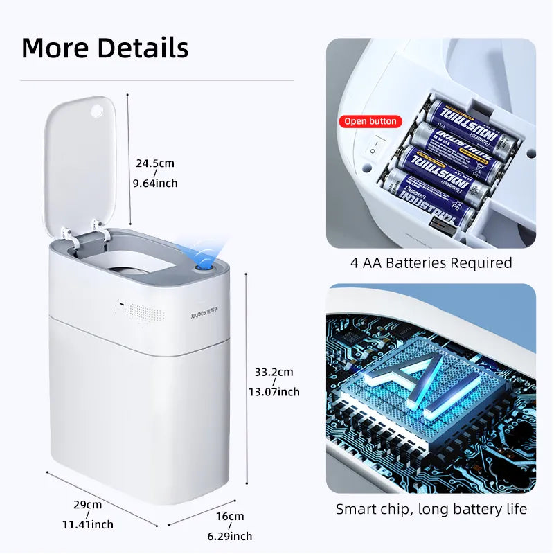 Smart Automatic Bagging Touchless Electronic Bathroom Trash Can