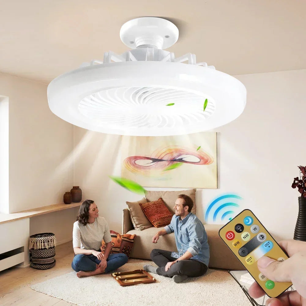 Smart Remote Control Lightbulb Ceiling Fan with LED Lighting