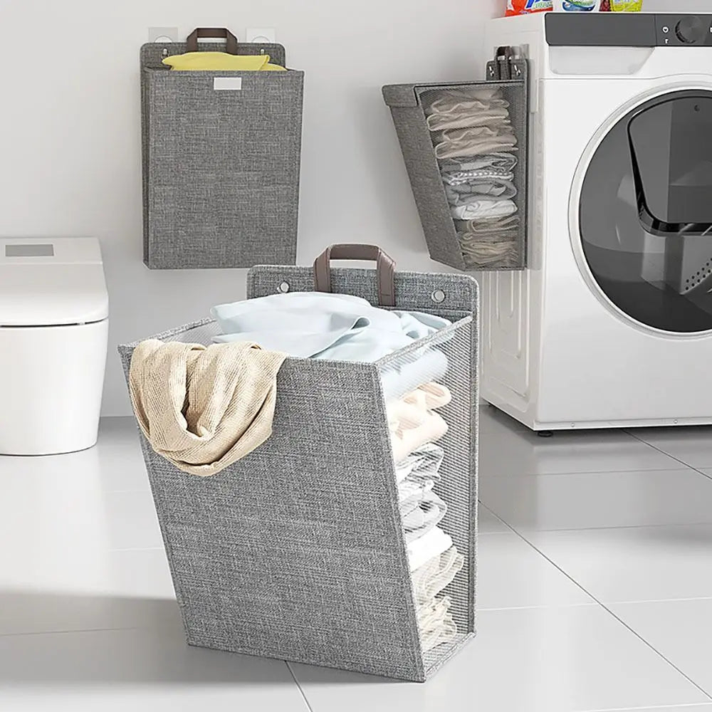 Foldable Wall Hanging Clothes Basket Multifunctional Storage Basket