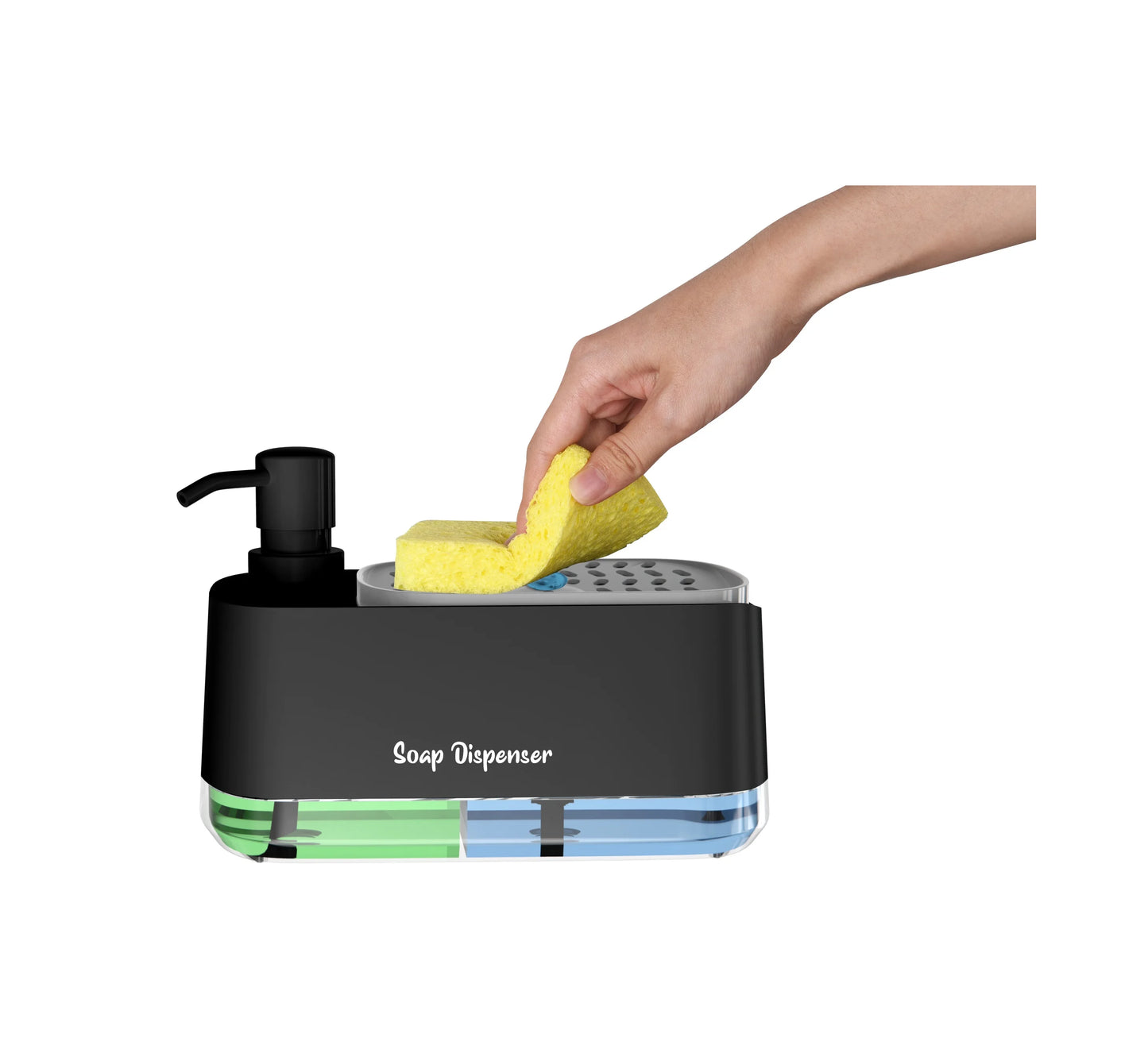 Manual Press Soap Box, Detergent Dispenser, Sponge Holder, Kitchen Sink