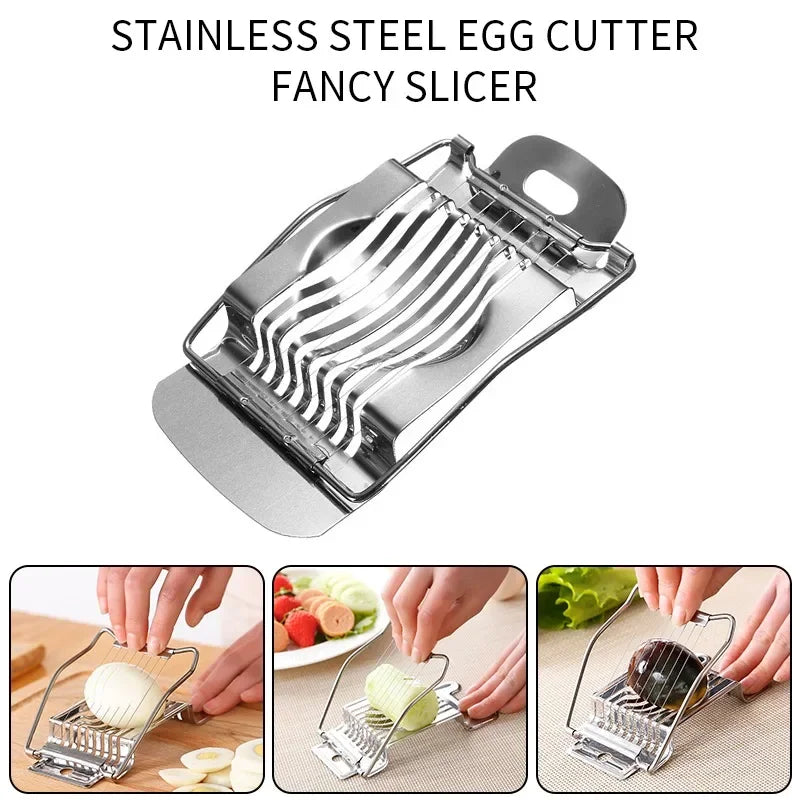 Kitchen Stainless Steel Egg & Vegetable Slicer | Mushroom & Tomato Cutter | Multi-Use Section Chopper