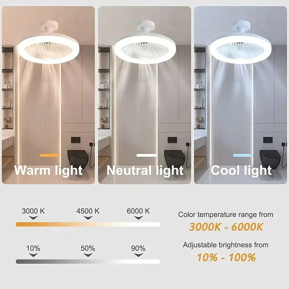 Smart Remote Control Lightbulb Ceiling Fan with LED Lighting