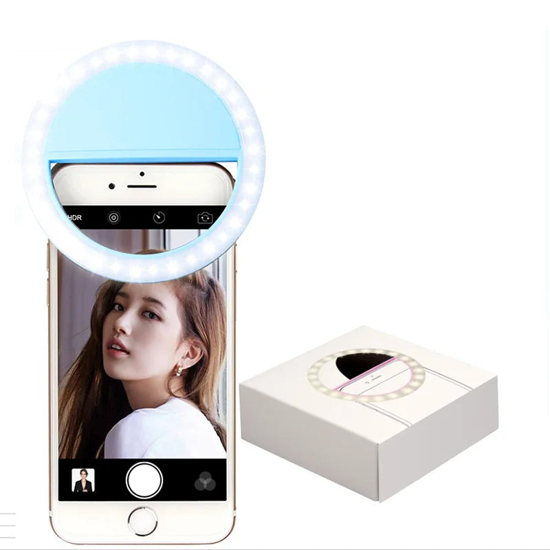 USB Rechargeable Mobile Phone Clip-On LED Selfie Ring