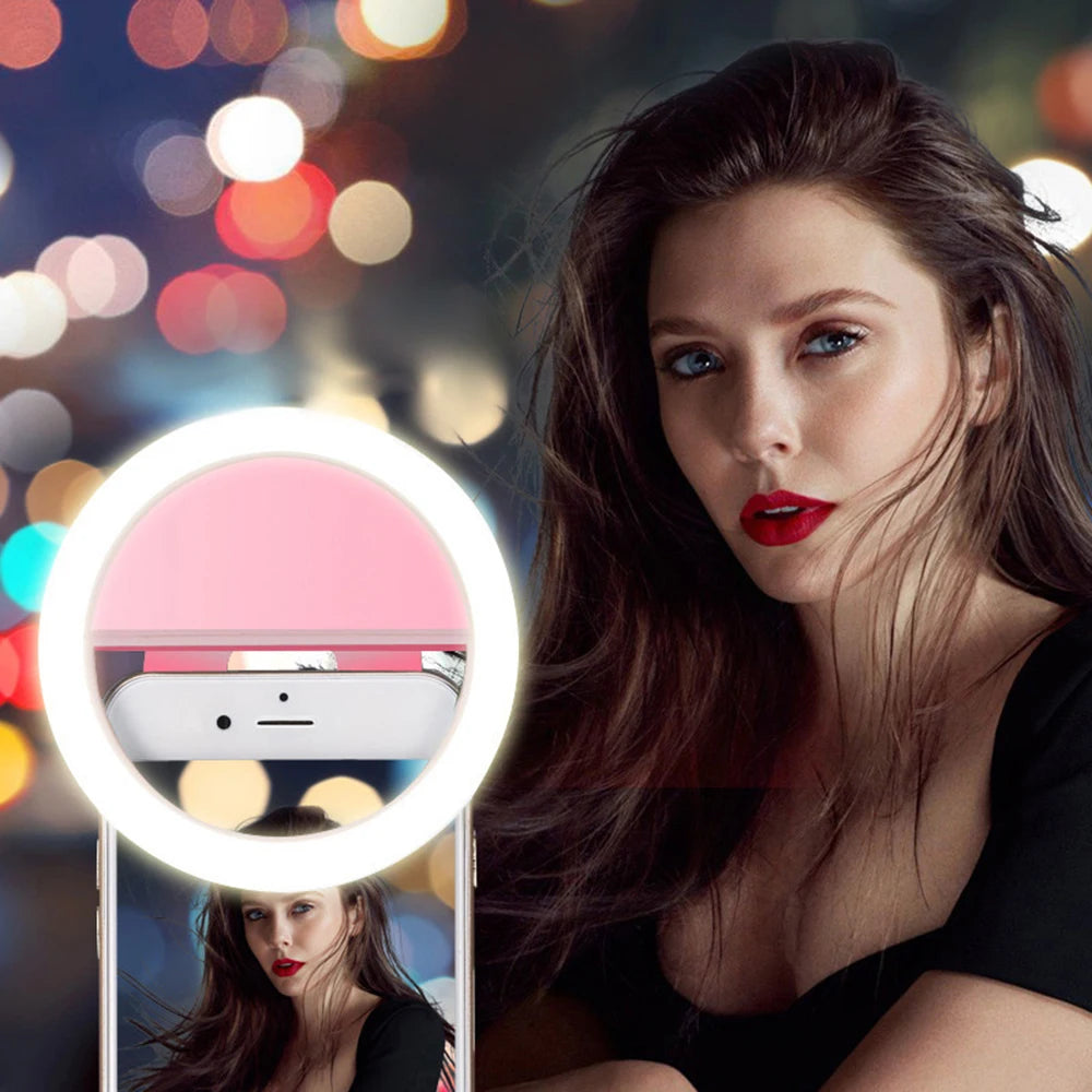 USB Rechargeable Mobile Phone Clip-On LED Selfie Ring