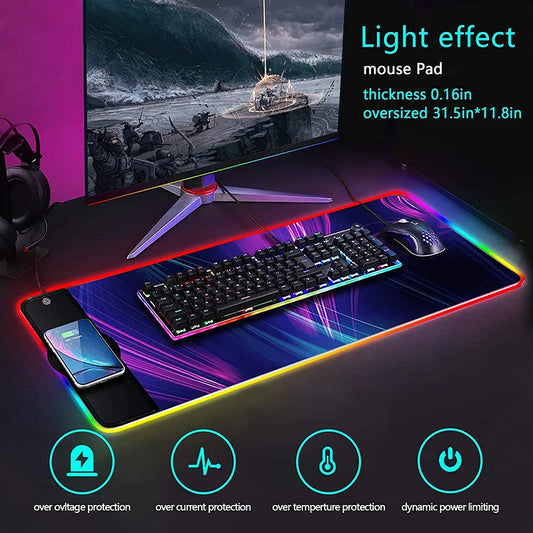 RGB Gaming Mousepad With Wireless Phone Charging