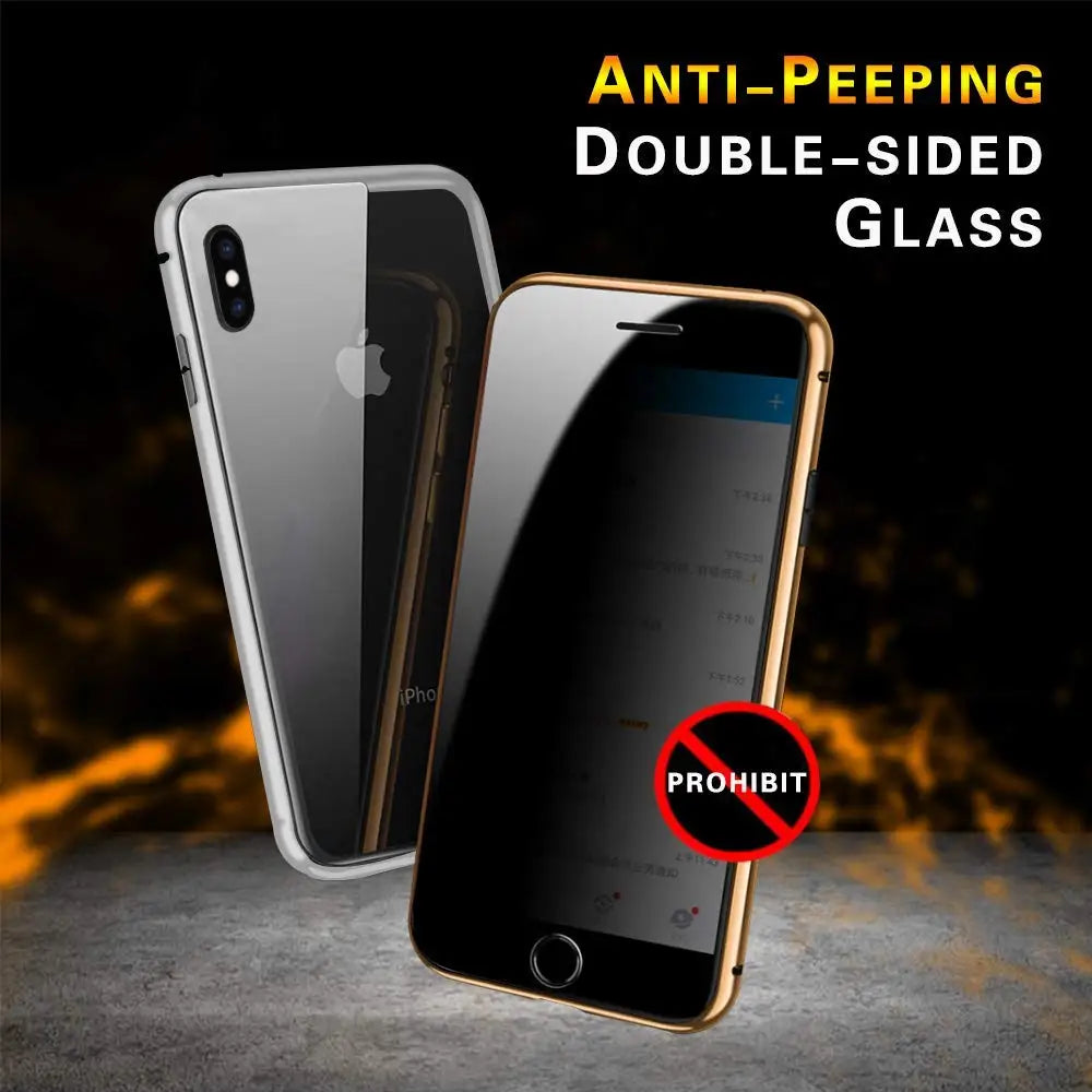 Tempered Privacy Glass Magnetic Case for iPhone 11 Pro Max XS MAX XR X 8 7 13 14 Plus XE