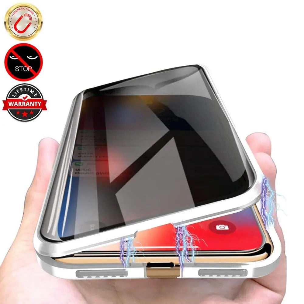 Tempered Privacy Glass Magnetic Case for iPhone 11 Pro Max XS MAX XR X 8 7 13 14 Plus XE