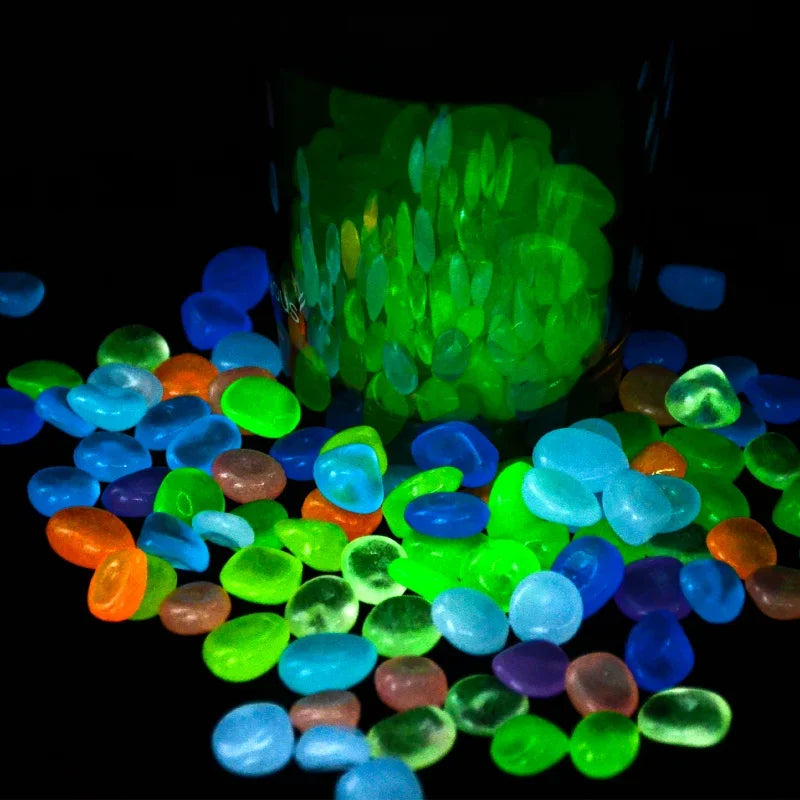 50/100Pcs Glow in the Dark Garden Pebbles For Sidewalk Lawn and Patio