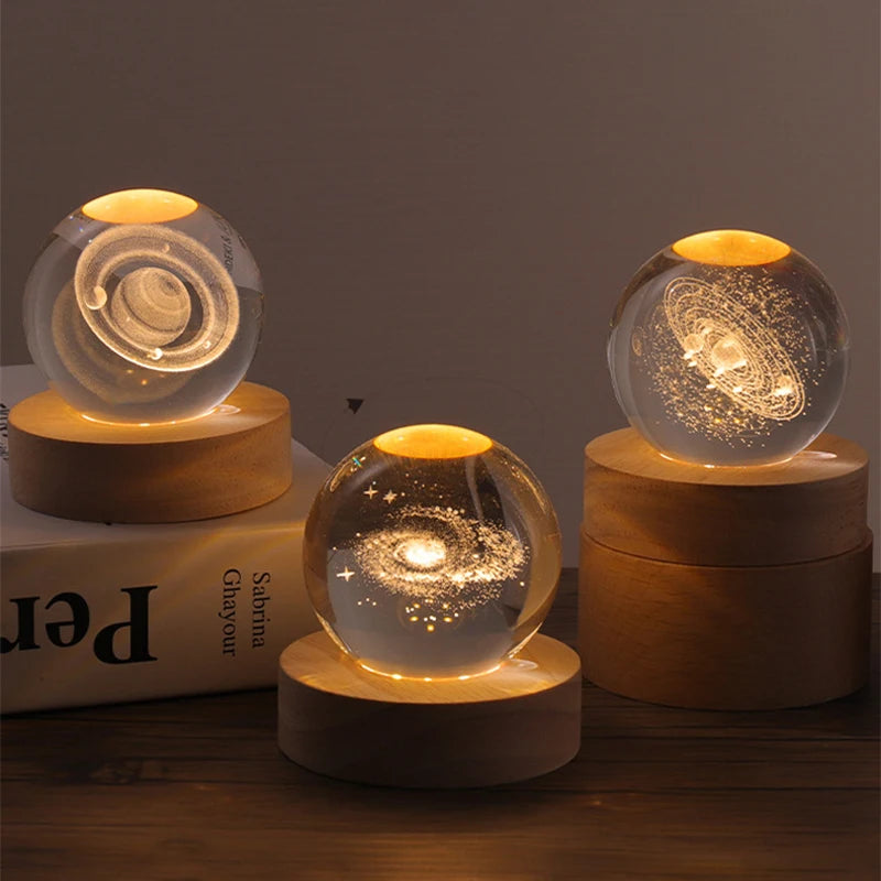USB LED 3D Universe Galaxy Crystal Ball Table Lamp/Bedroom Night Light