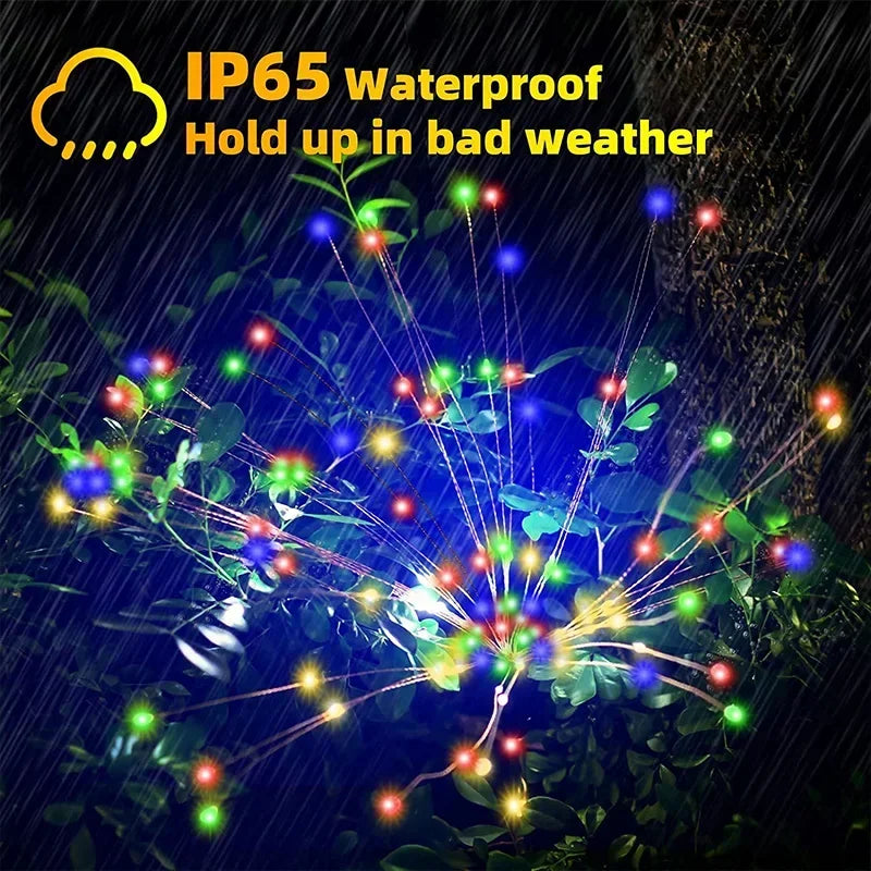 1/2/4Pcs Solar LED Firework Fairy Garden Decoration Lights