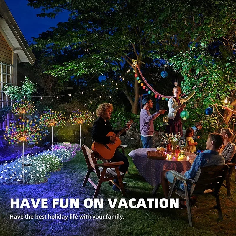 1/2/4Pcs Solar LED Firework Fairy Garden Decoration Lights
