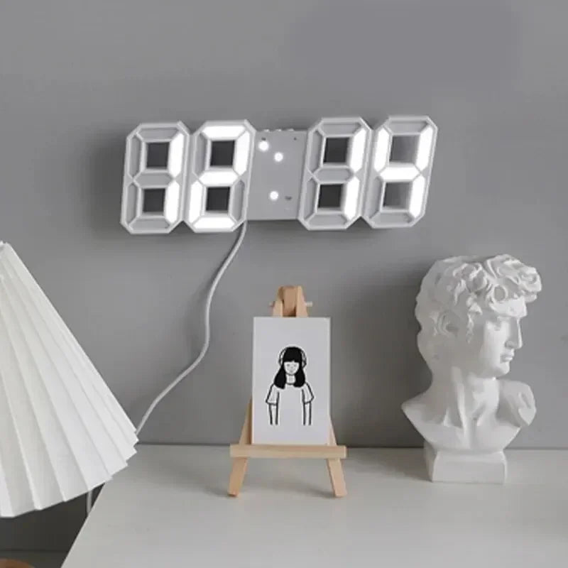 Modern 3D LED Digital Alarm Clock — Time, Date & Temperature Display for Home, Office & Kitchen