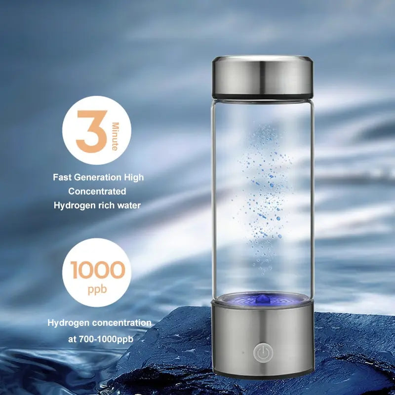 **Portable Hydrogen-Rich Water Bottle with Alkaline Technology**