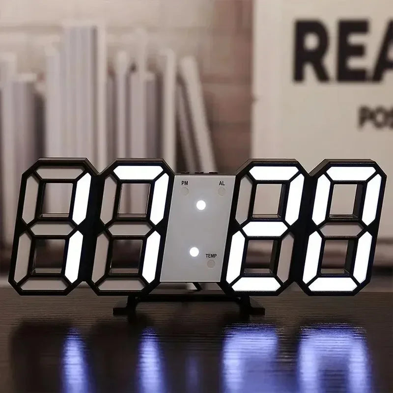 Modern 3D LED Digital Alarm Clock — Time, Date & Temperature Display for Home, Office & Kitchen