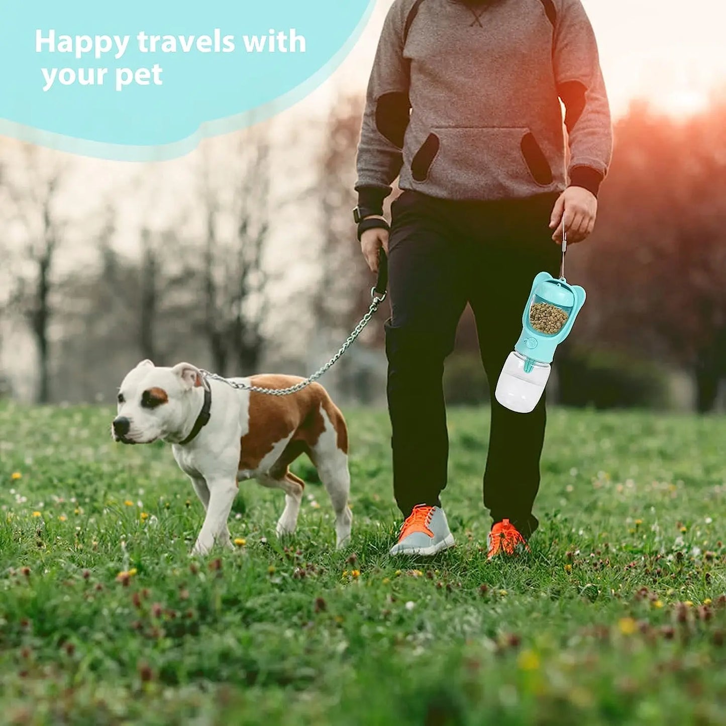 **Dog Water Bottle & Pet Dispenser with Detachable Food Container – Leak-Proof & Travel-Friendly**