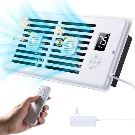 Smart Silent Air Freshener Booster Fan (1/2pcs) – 10-Speed Wind Control & 2/4-Hour Timer
