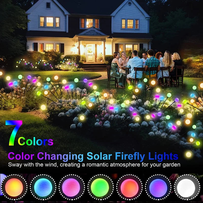 1,2,4,8 or 12 Pack Outdoor Solar Starburst Firefly LED Garden Lights