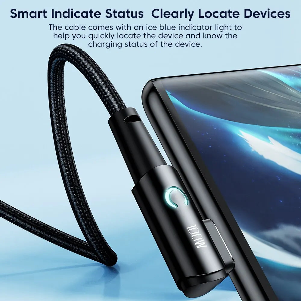 Toocki 6A USB-C 90-Degree Fast Charging Cable | 100W SuperVOOC Compatible