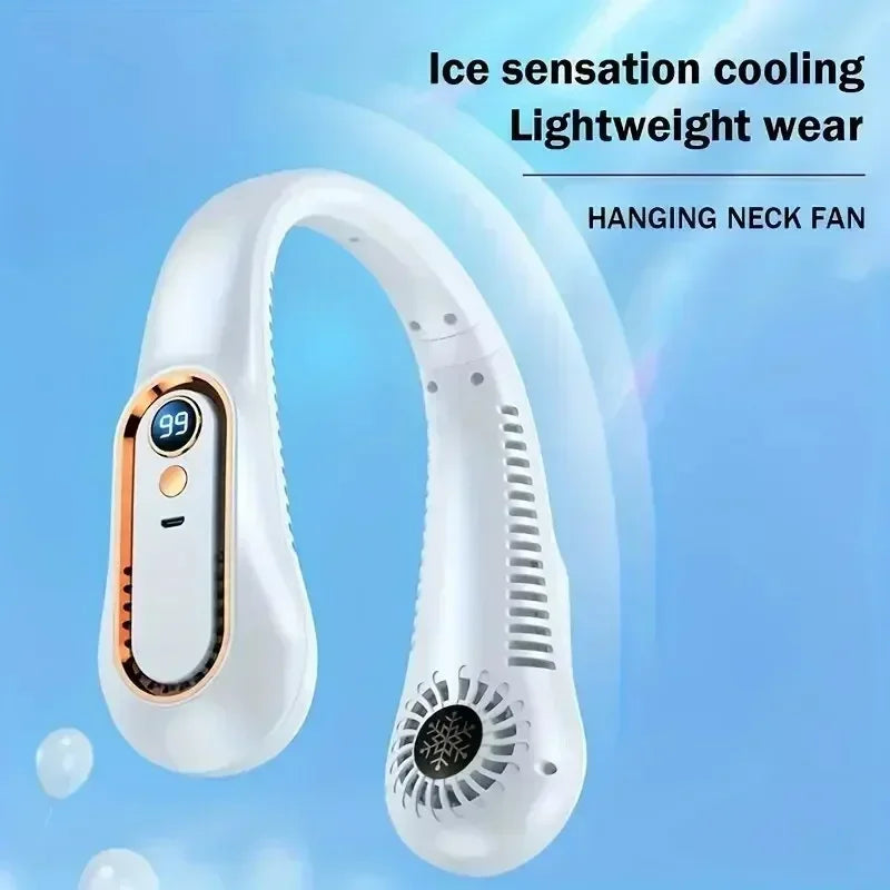 **Mini Portable Air Conditioner Fan - Silent Strong Wind Neck Wearable, Bladeless & Hands-Free**