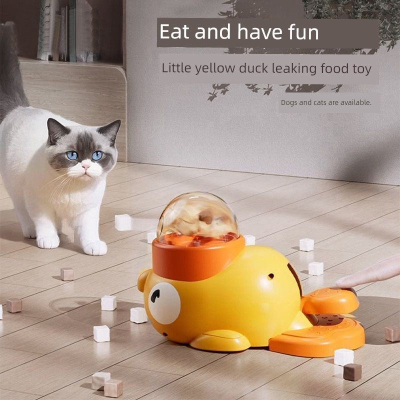 Wobbly Treat Duck - Interactive Cat & Dog Puzzle Feeder Toy for Slow Snacking & Play