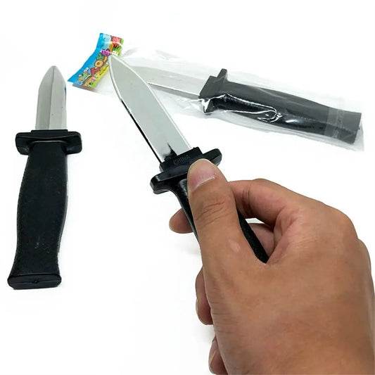 Fake Knife Prank Prop - 1pc Retractable Slide Blade Dagger for Halloween Costume, Magic Tricks, and Gag Toys
