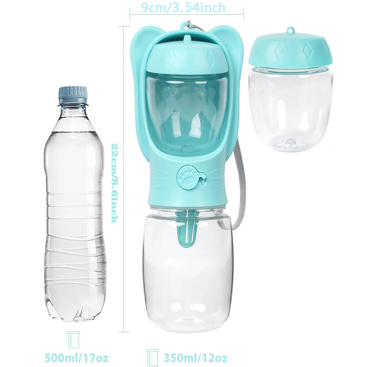 **Dog Water Bottle & Pet Dispenser with Detachable Food Container – Leak-Proof & Travel-Friendly**