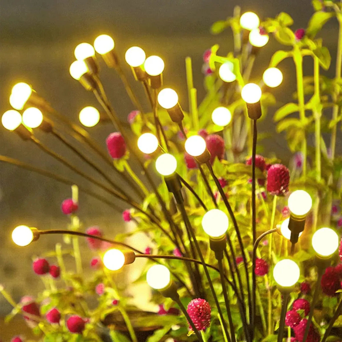 1,2,4,8 or 12 Pack Outdoor Solar Starburst Firefly LED Garden Lights