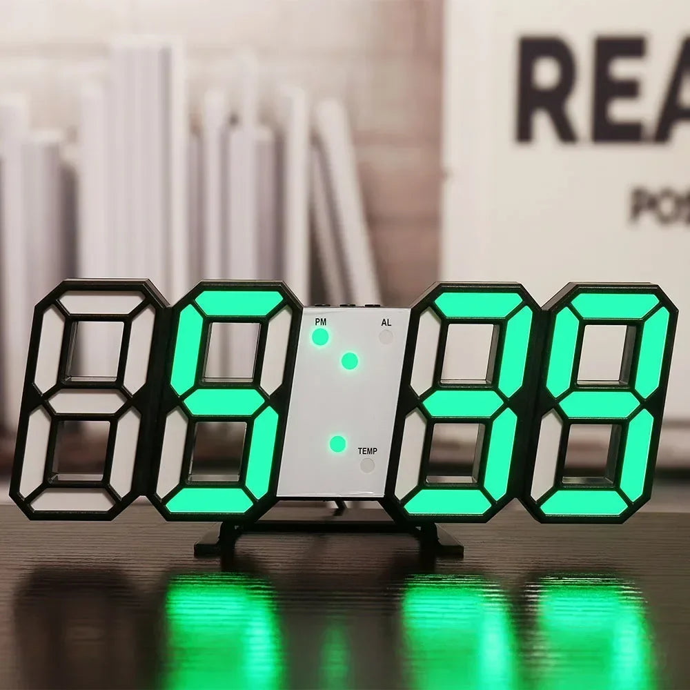 Modern 3D LED Digital Alarm Clock — Time, Date & Temperature Display for Home, Office & Kitchen
