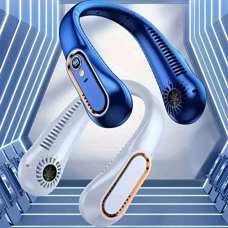 **Mini Portable Air Conditioner Fan - Silent Strong Wind Neck Wearable, Bladeless & Hands-Free**