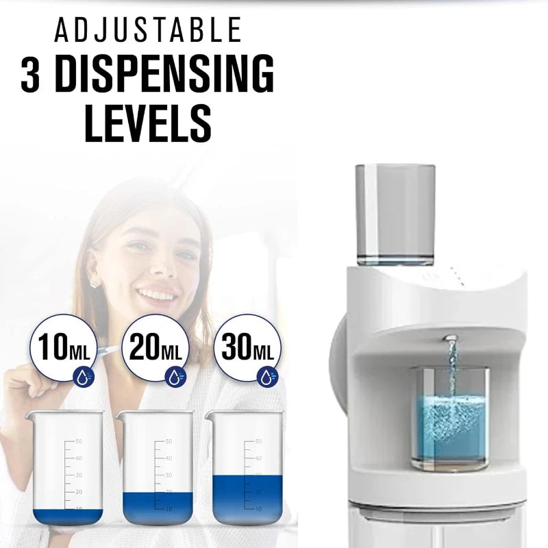 Automatic Mouthwash Dispenser With Magnetic Cups Storage