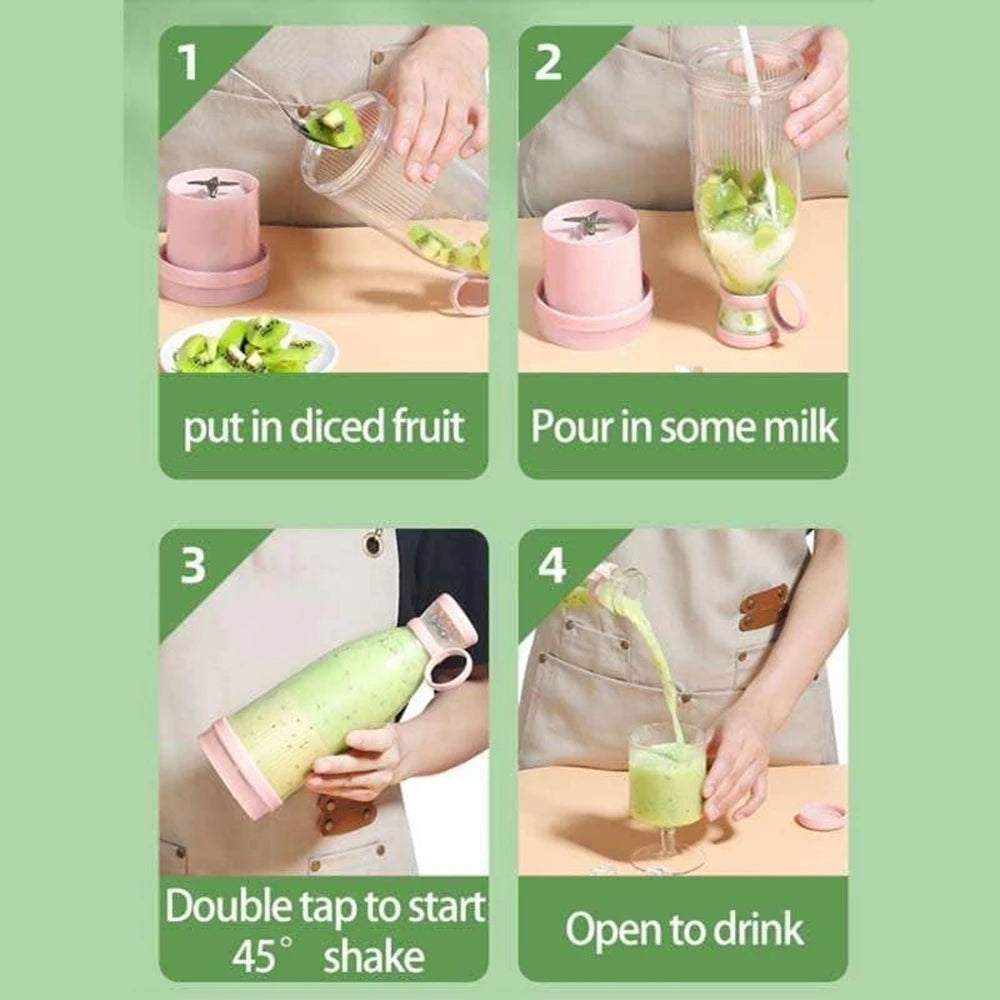 FreshJuice Pro Portable Blender USB Rechargeable, 6 Blades, 20oz Travel Smoothie Cup for Fruits, Protein Shakes & Ice