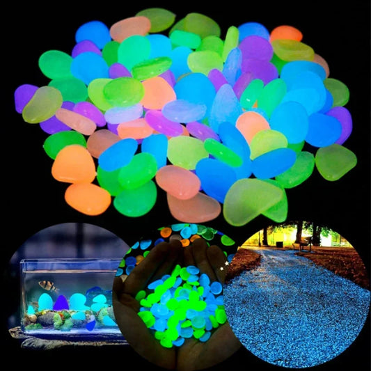 50/100Pcs Glow in the Dark Garden Pebbles For Sidewalk Lawn and Patio