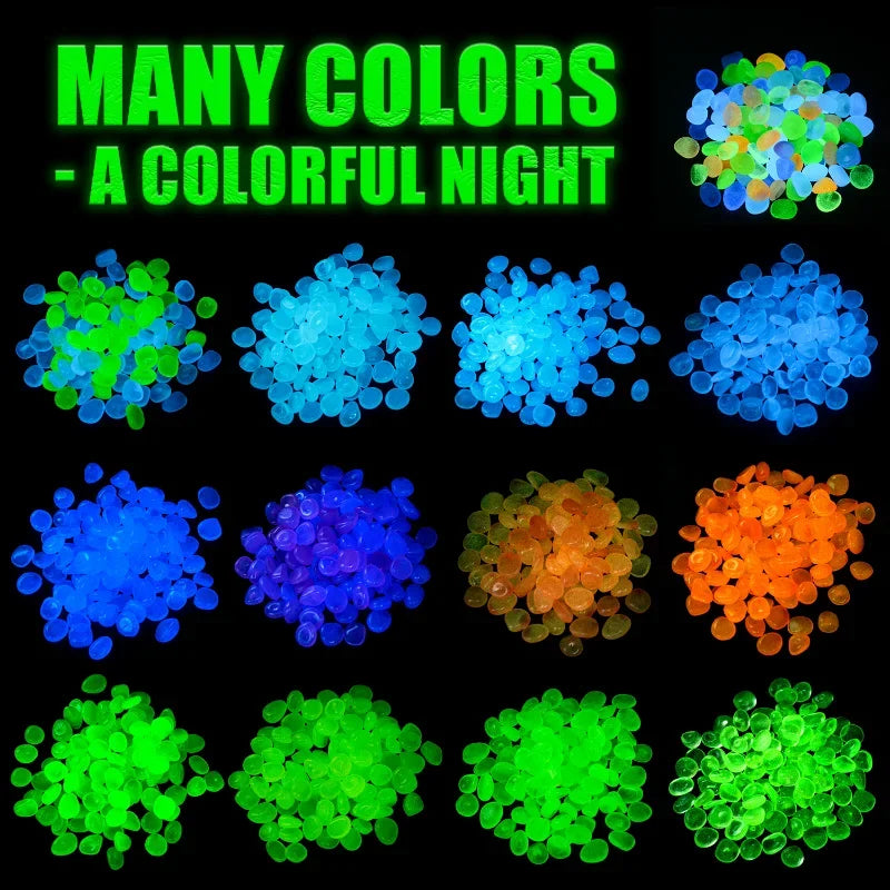 50/100Pcs Glow in the Dark Garden Pebbles For Sidewalk Lawn and Patio