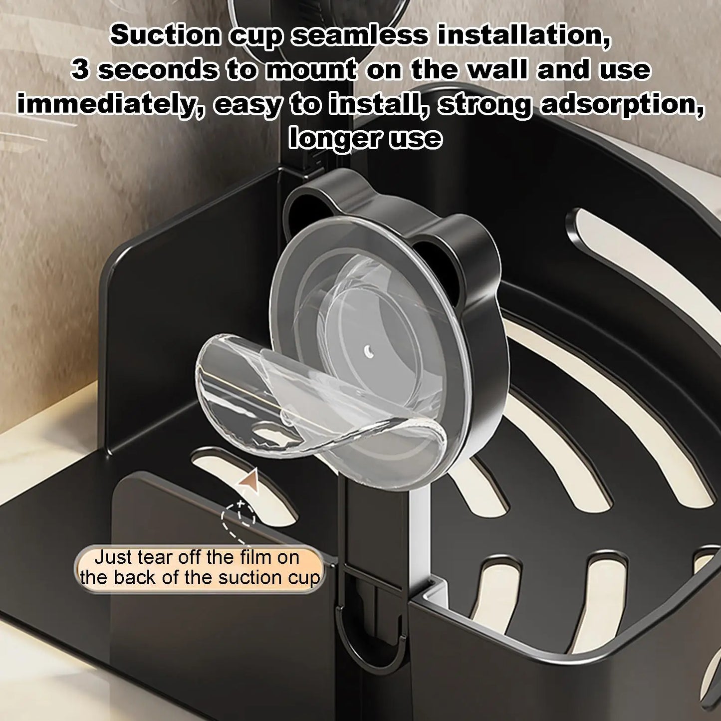 No Drilling Suction Cup Corner Shampoo Holder & Organizer Shower Storage Rack