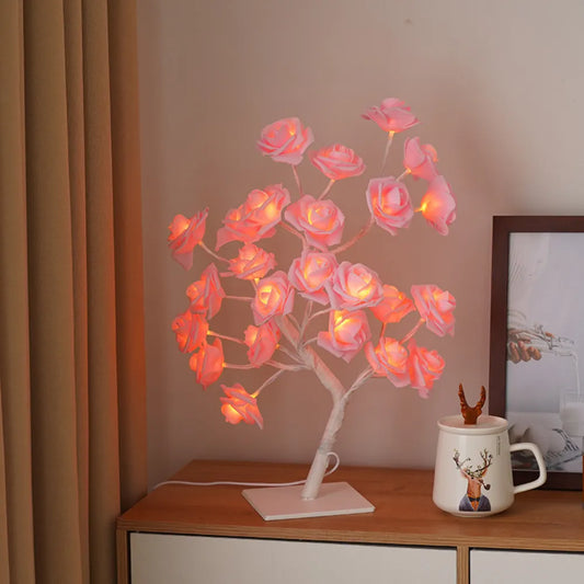 24 LED Rose Table Top Tree Lamp