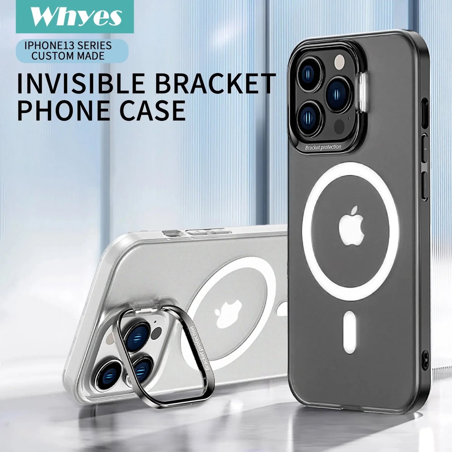 Magnetic Phone Cases For iPhones Metal Stand Bracket For Wireless Charging