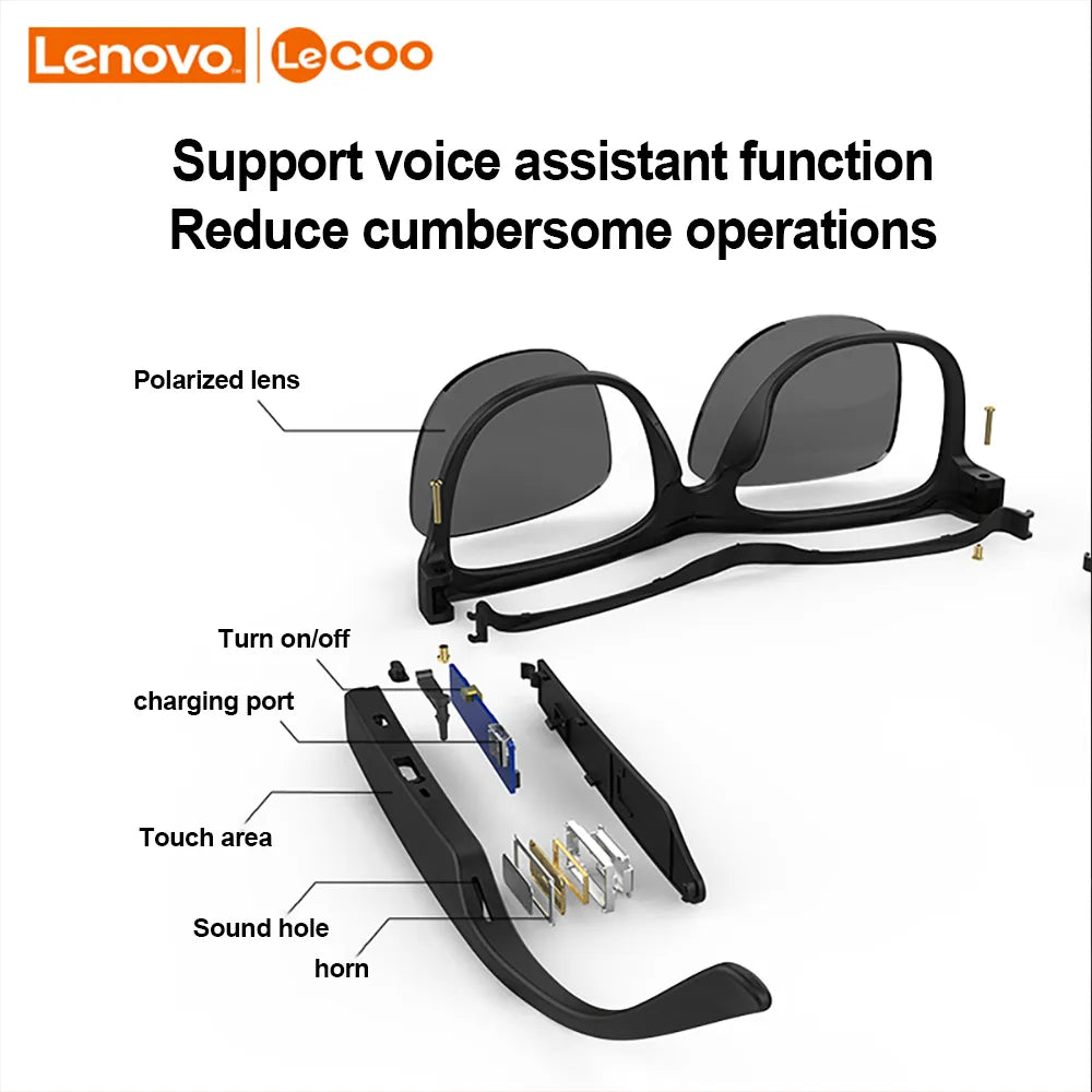 Lenovo Lecoo Smart Glasses Wireless Bluetooth 5.0 Anti-Blue Eyeglasses