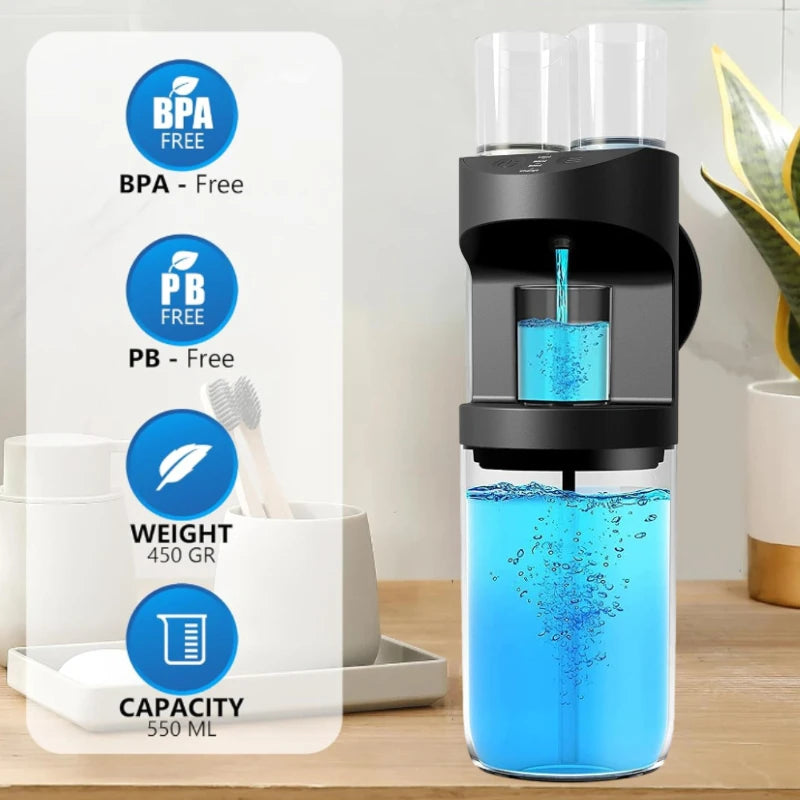 Automatic Mouthwash Dispenser With Magnetic Cups Storage