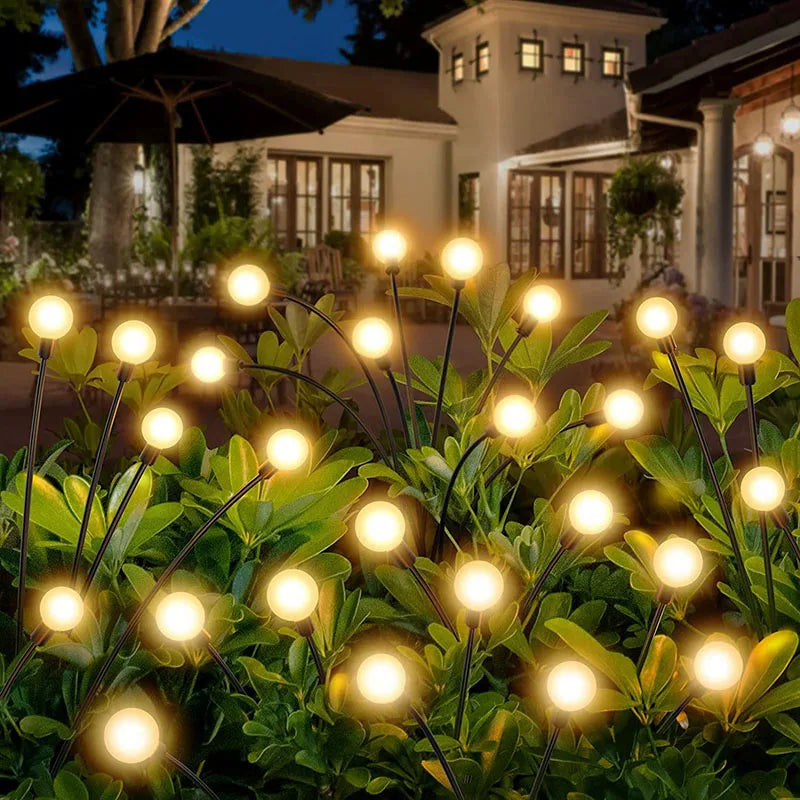 1,2,4,8 or 12 Pack Outdoor Solar Starburst Firefly LED Garden Lights