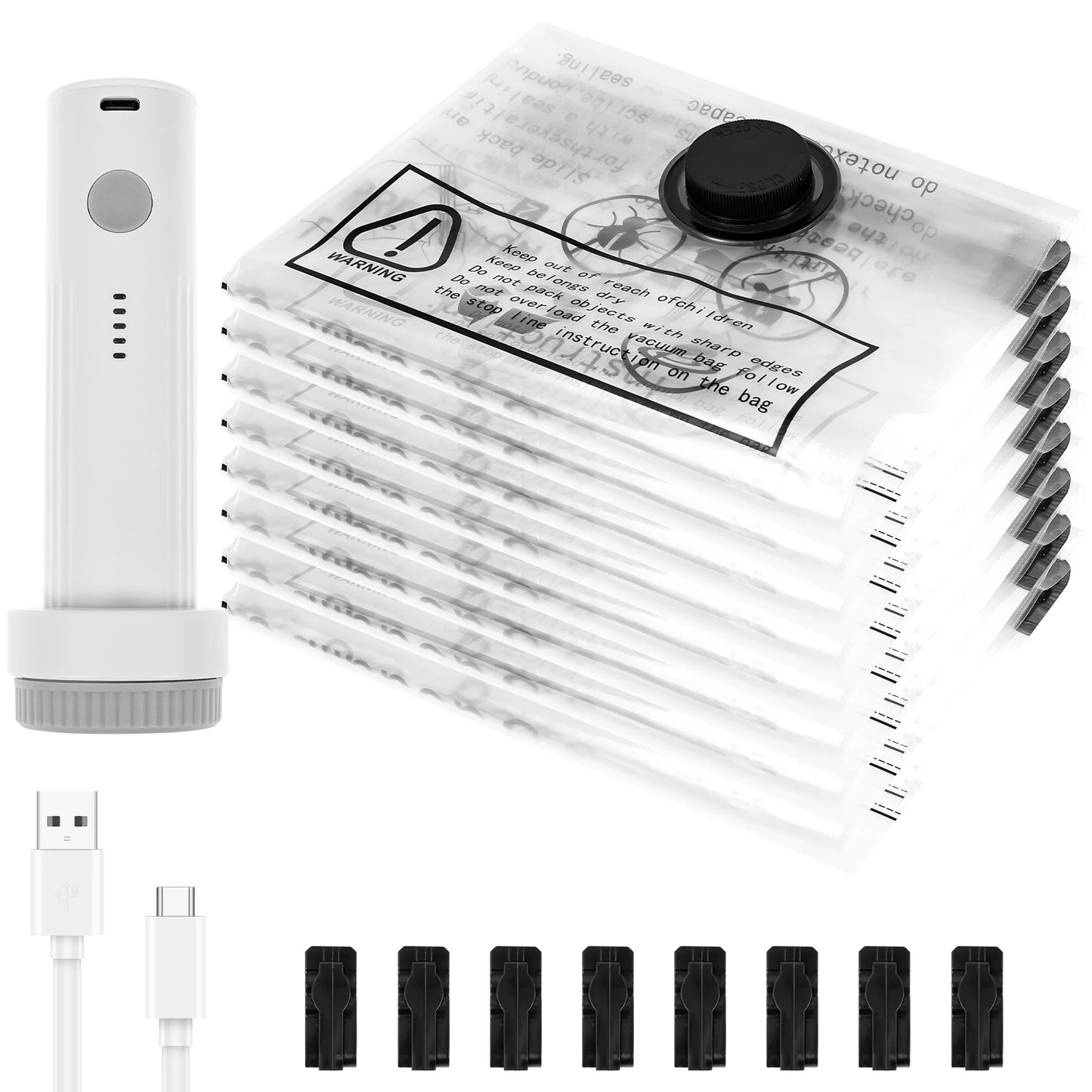 Pack 2X More in Your Suitcase in Seconds Vacuum Storage Bags with USB Electric Pump