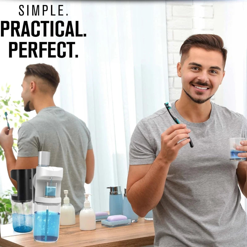 Automatic Mouthwash Dispenser With Magnetic Cups Storage
