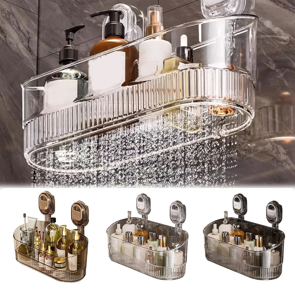 No-Drill Bathroom Suction Storage Box Large Capacity & Strong Load-Bearing Removable Shower Basket Shower Caddy for Bathroom