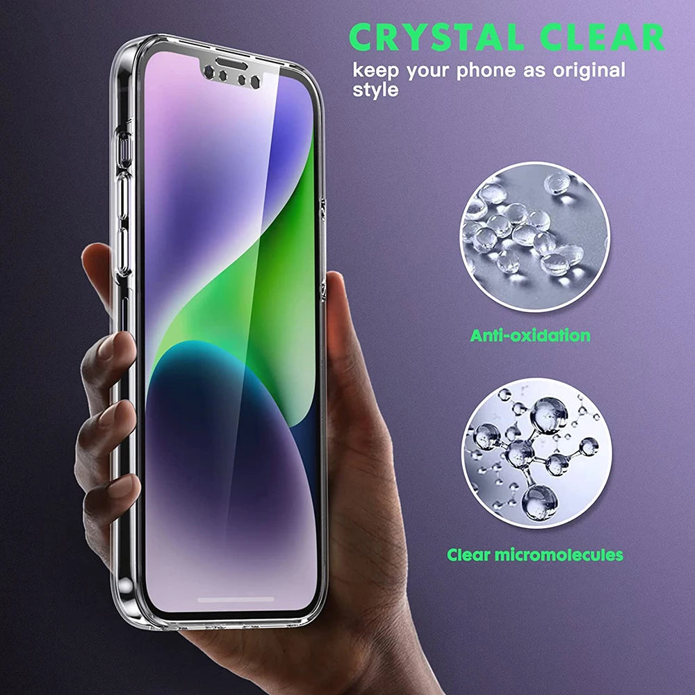 360° Full Cover Silicone Case For iPhones Hybrid Soft PC Hard Shell
