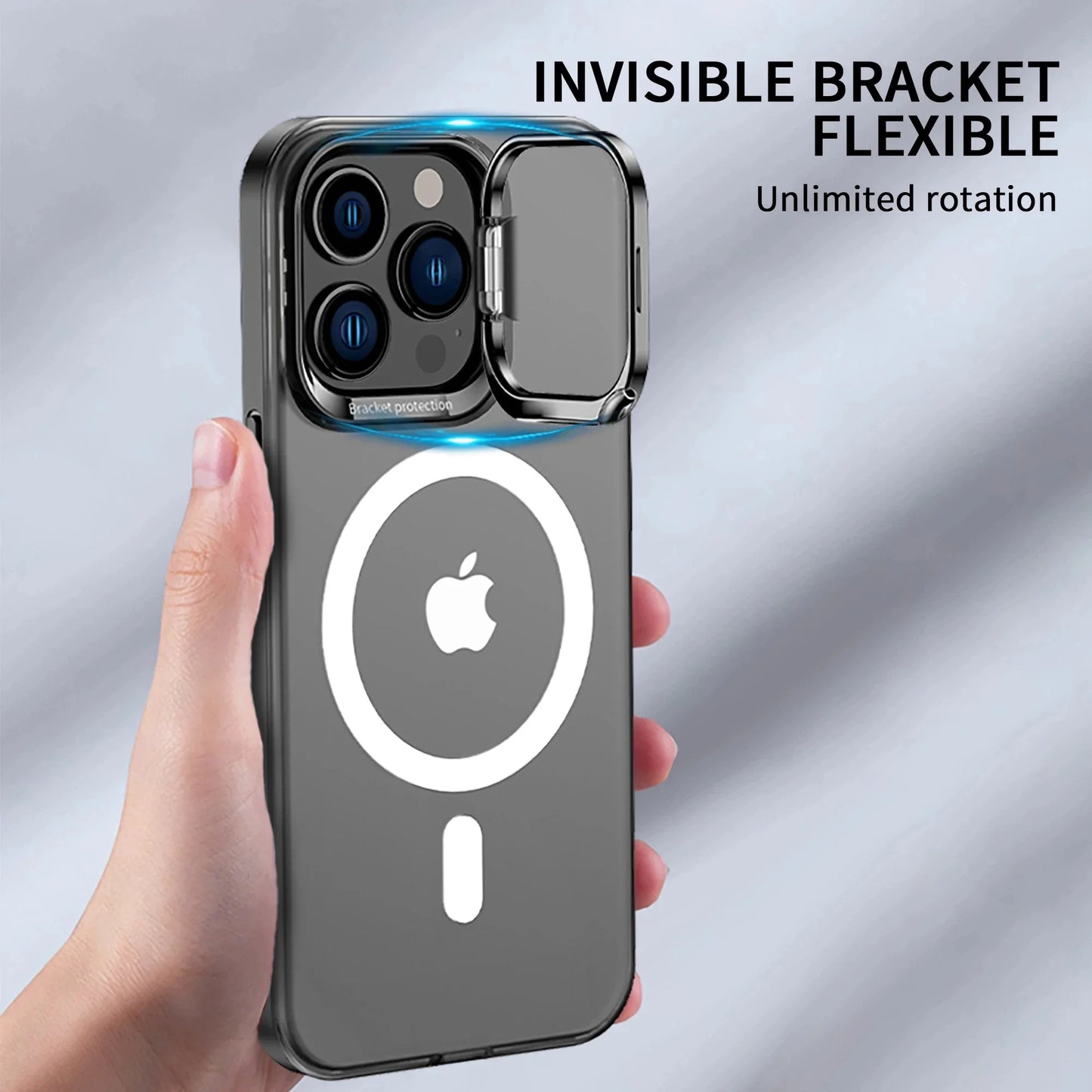Magnetic Phone Cases For iPhones Metal Stand Bracket For Wireless Charging