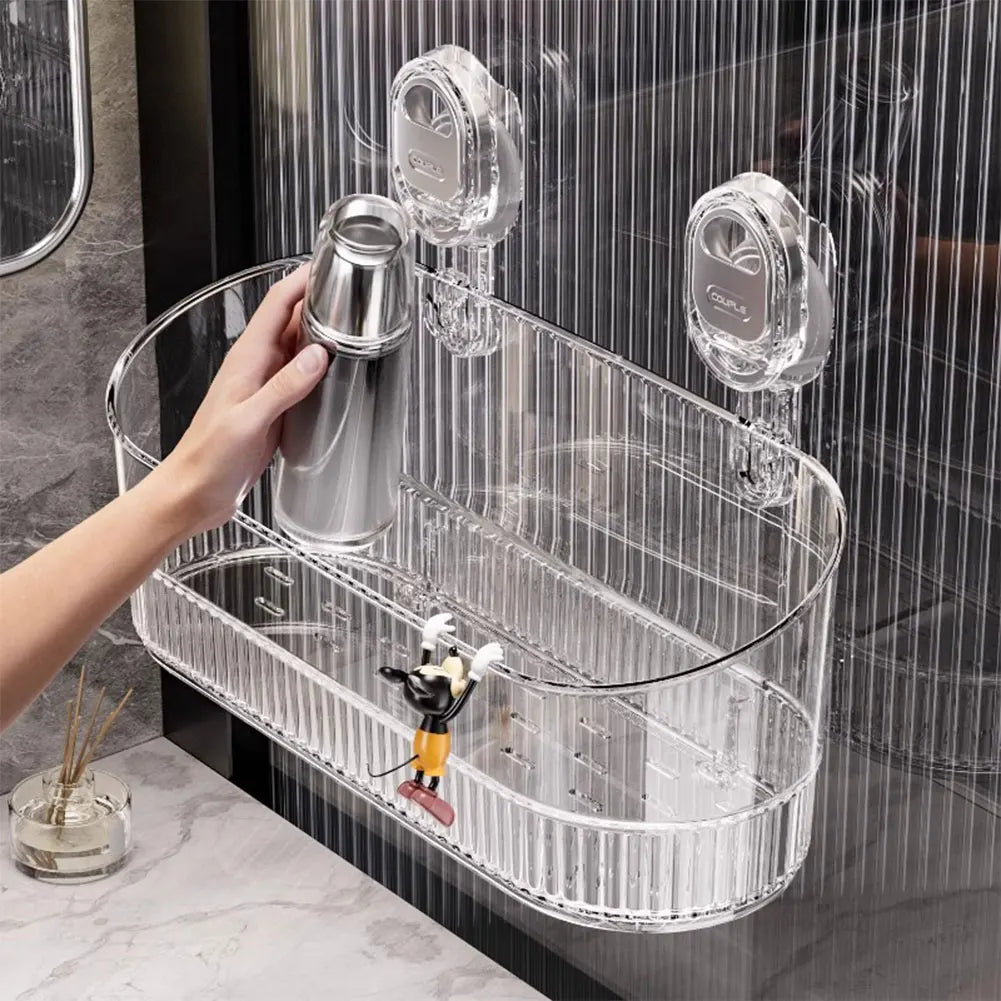 No-Drill Bathroom Suction Storage Box Large Capacity & Strong Load-Bearing Removable Shower Basket Shower Caddy for Bathroom