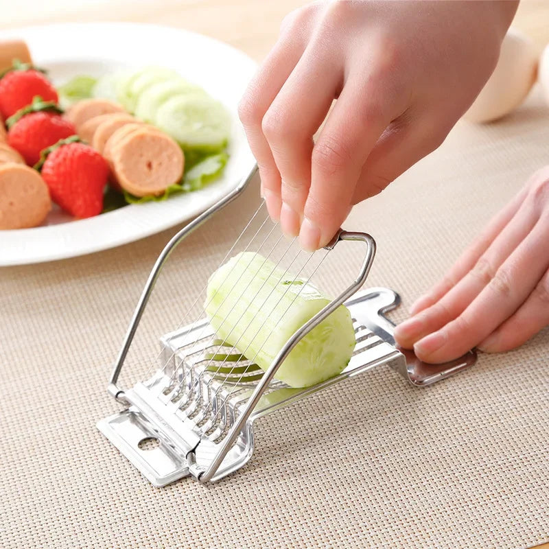 Kitchen Stainless Steel Egg & Vegetable Slicer | Mushroom & Tomato Cutter | Multi-Use Section Chopper